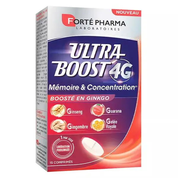 Forté Pharma Ultra Boost 4G Mémoire Concentration Ginkgo 15 comprimés