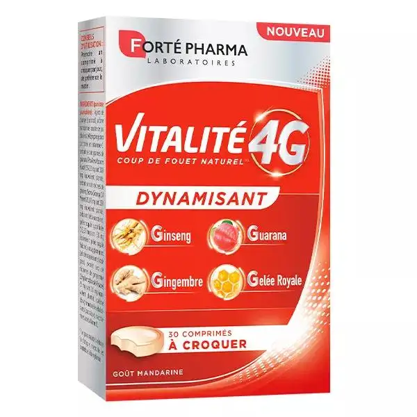 Forté Pharma Vitalité 4G Dynamisant Energie 30 Comprimés à croquer Mandarine