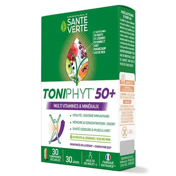 Santé verte TONIPHYT 50 + multivitamines & minéraux 30 comprimés