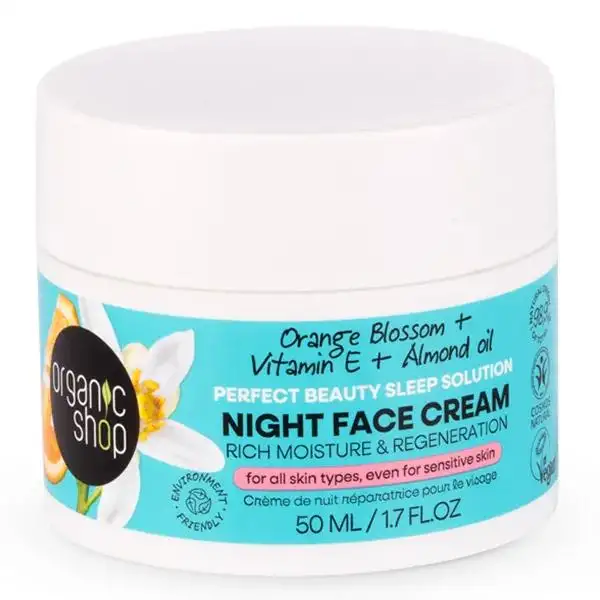 Organic Shop Crème de Nuit Hydratation à la Fleur d'Oranger 50ml