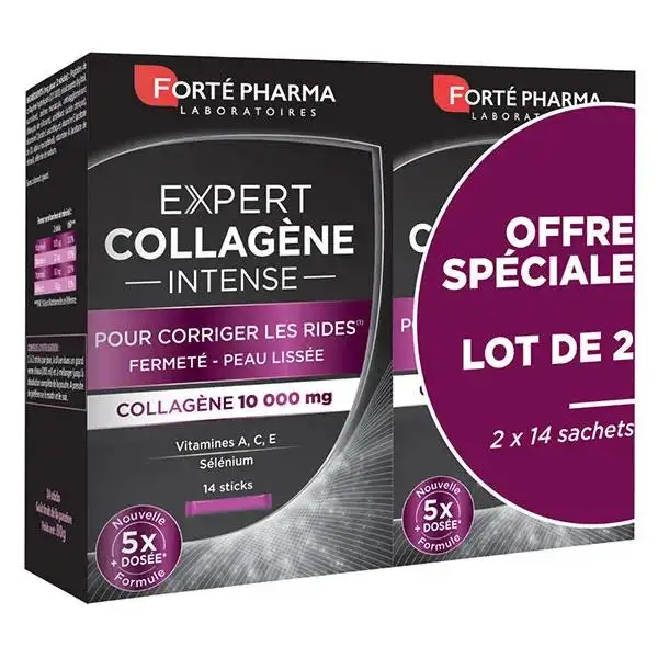Forté Pharma Expert Collagène Intense Sélénium Vitamine C Lot 2x 14 sticks