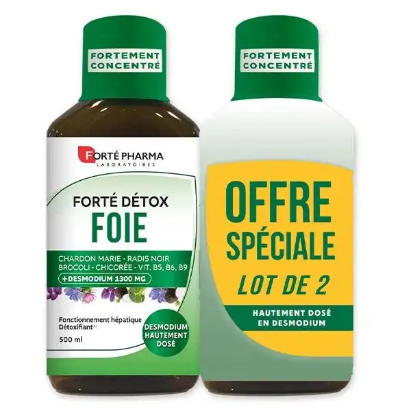 Forté Pharma Forté Détox Foie Desmodium Radis noir Lot 2x 500ml