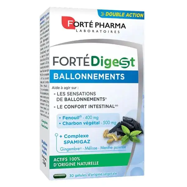 Forté Pharma Forté Digest Ballonnements Carbon végétal Fenouil 30 gélules