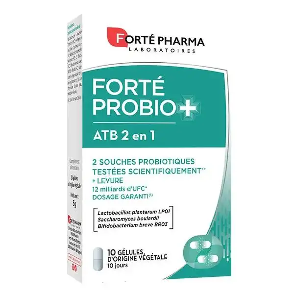 Forté Pharma Forté Probio+ ATB 2en1 Souches microbiotiques Levures 10 gélules