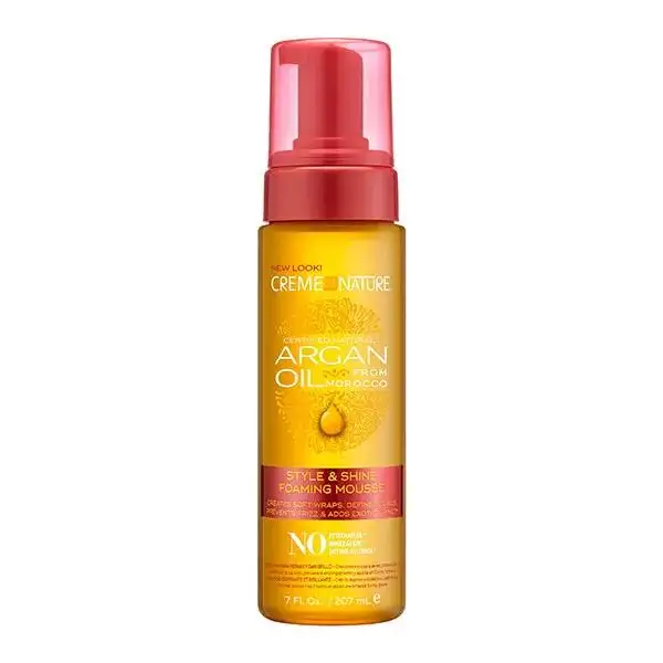 Creme of nature, Argan, Mousse Style and Shine sans sulfate, 207ml