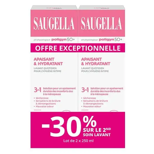 Saugella Nettoyant Intime Quotidien 3en1 Femmes Ménopausées lot 2 x 250ml