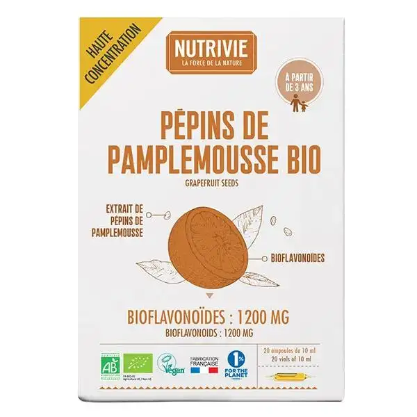 Nutrivie Ampoules Pépins de pamplemousse Bio 10 ml