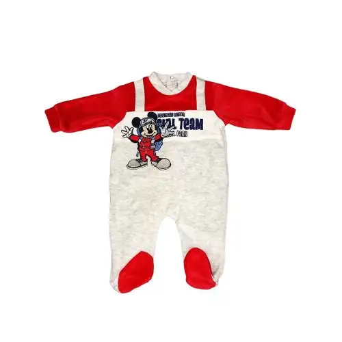 Combinaison chenille bébé garçon Ellepi Disney baby Mickey rouge gris 1 m