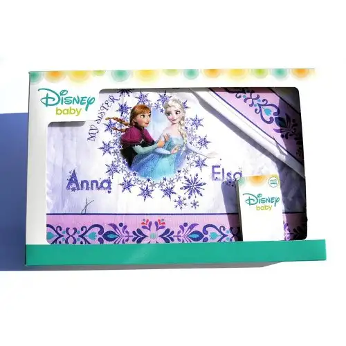 Complet 3pcs lit berceau bébé fille drap de lit Elsa et Anna Disney bébé rose glycine TU