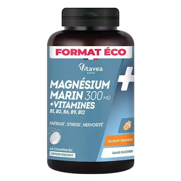 Vitavea Magnésium + Vitamines B1 B2 B6 Fatigue Format Eco 60 comprimés