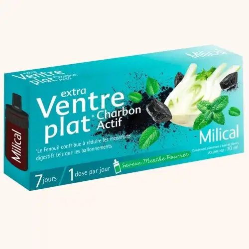 Milical - Extra Ventre Plat Charbon Actif - 7 Doses de 10ml