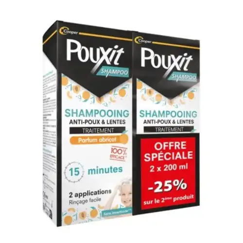 POUXIT SHAMPOO Shampooing anti-poux & lentes à l'abricot - 2x200ml