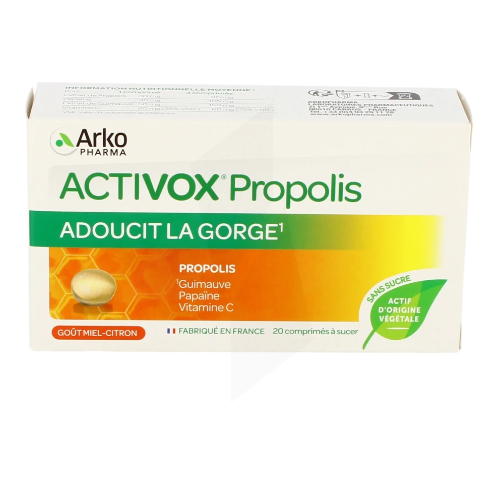 Arkopharma Activox Propolis Comprimés à Sucer Miel-citron Boîte De 20