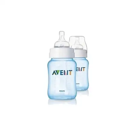 Allaitement au Biberon 2 Biberons Classic 260 ml Tétine à Débit Lent