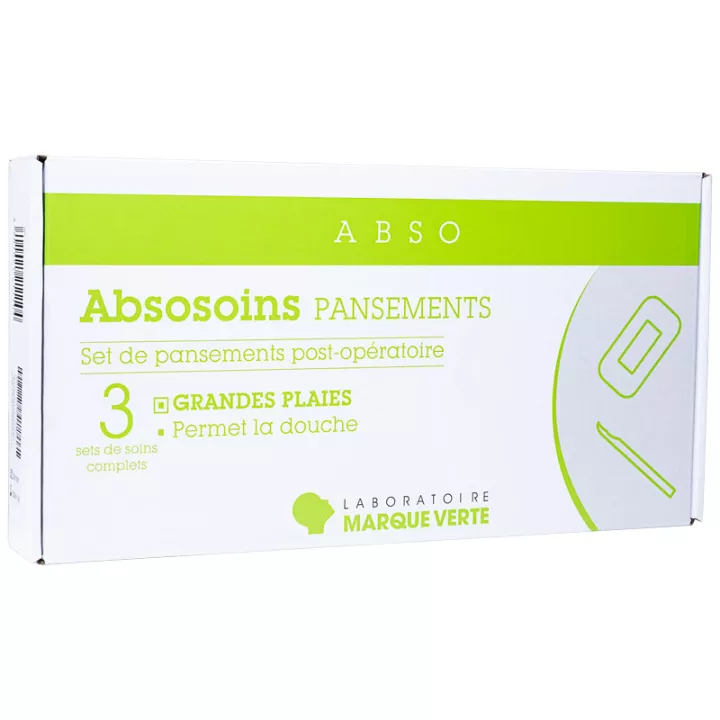 Absosoins Marque Verte Set de Pansements Post-Opératoire Grandes Plaies