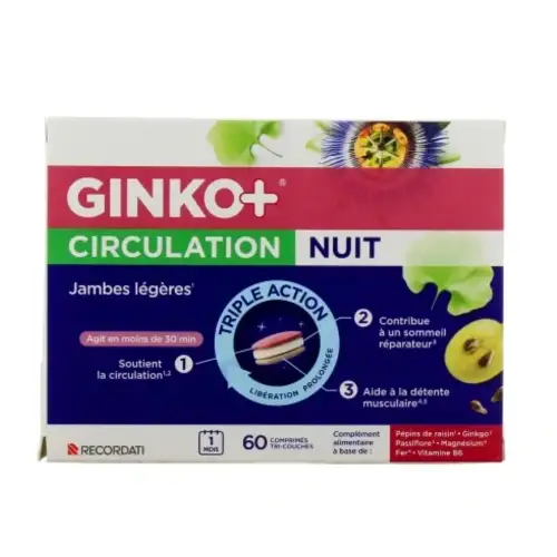 GINKO+ Circulation  Nuit Jambes légères - 60 comprimés