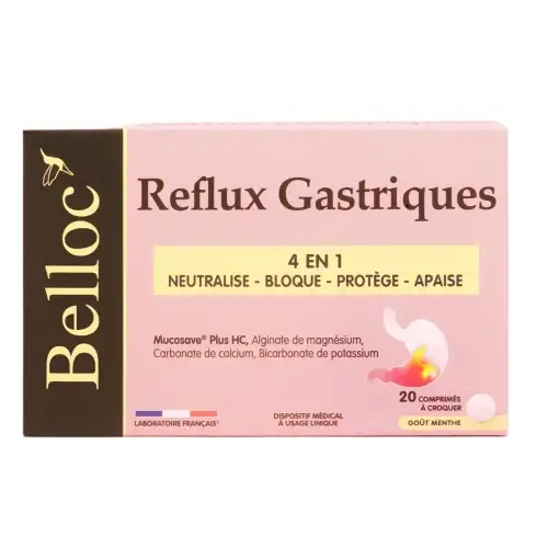 BELLOC - Reflux Gastriques 4 en 1 - 20 comprimés à croquer