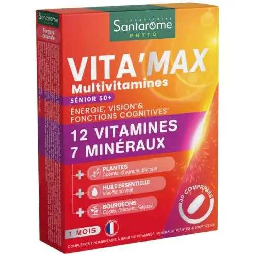 SANTAROME - Vita'Max Multivitamines Sénior - 30 Comprimés