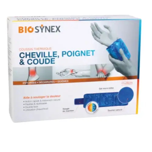 BIOSYNEX - Coussin Thermique Cheville, Poignet et Coude - 11X35cm