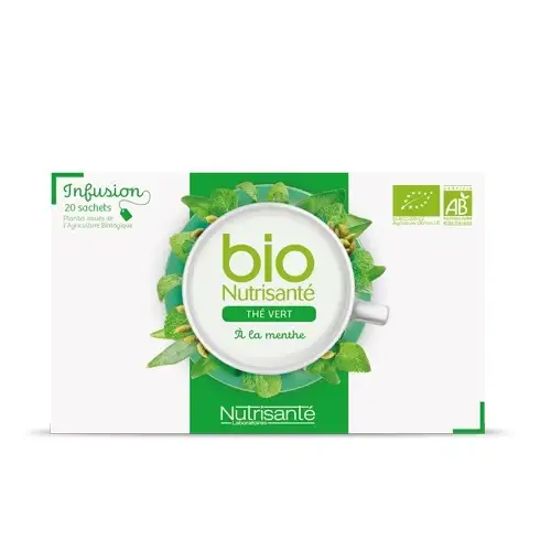 NUTRISANTE BIO Tisane - Infusion Thé Vert MENTHE (20 sachets)