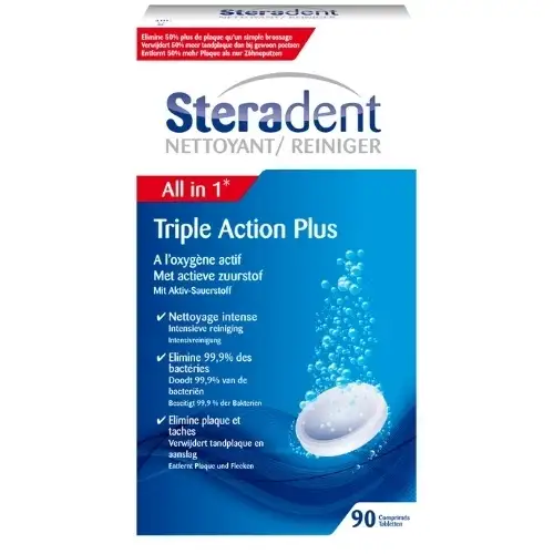 STERADENT Triple Action Plus - 90 comprimés effervescents
