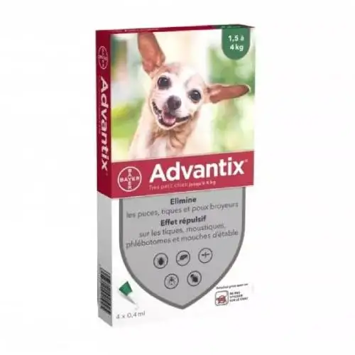 ADVANTIX Très Petit Chien (1 à 4,5 kg) 4 pipettes