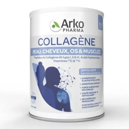 ARKOPHARMA COLLAGENE - Peaux, Cheveux, Os et Muscles Goût Orange - 260g