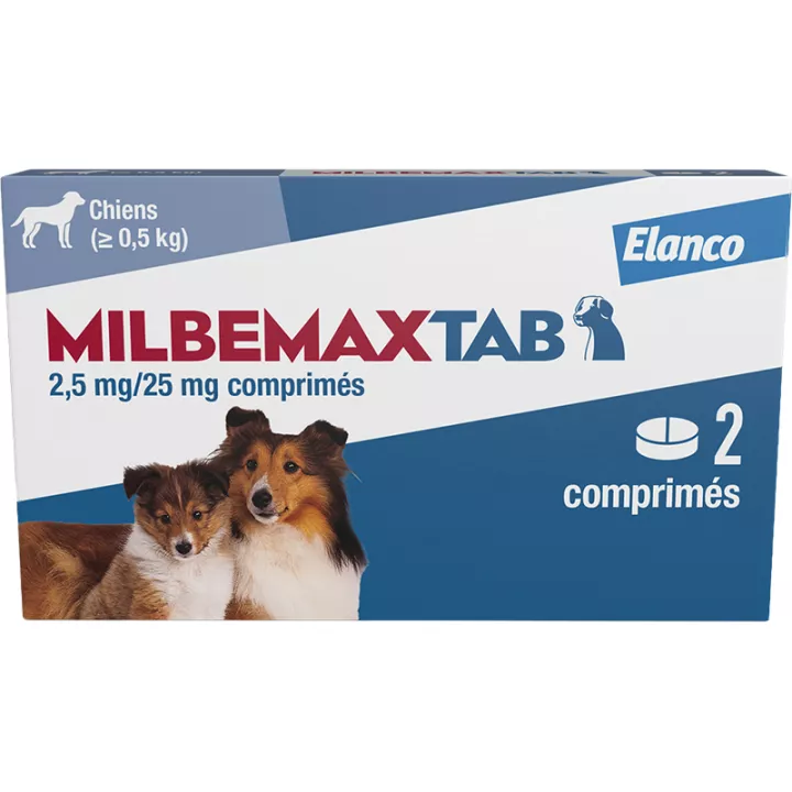 MilbemaxTab Vermifuge Petits Chiens & Chiots 0,5 - 10 kg 2 comprimés