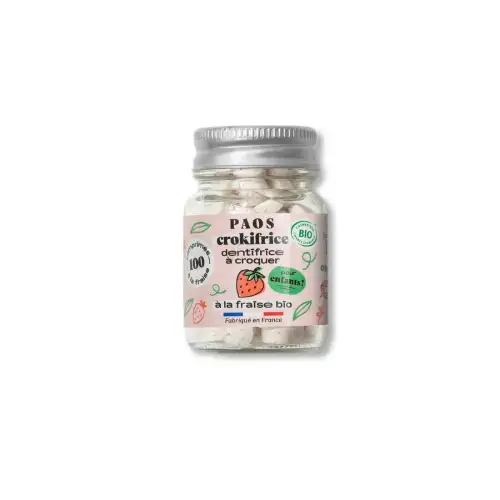PAOS - Dentifrice BIO Enfants - Fraise- 100 Comprimés à Croquer