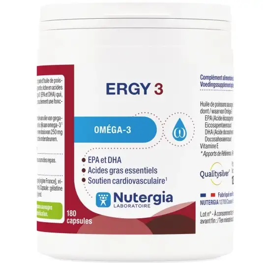 NUTERGIA - ERGY 3 Oméga 3 - 180 capsules