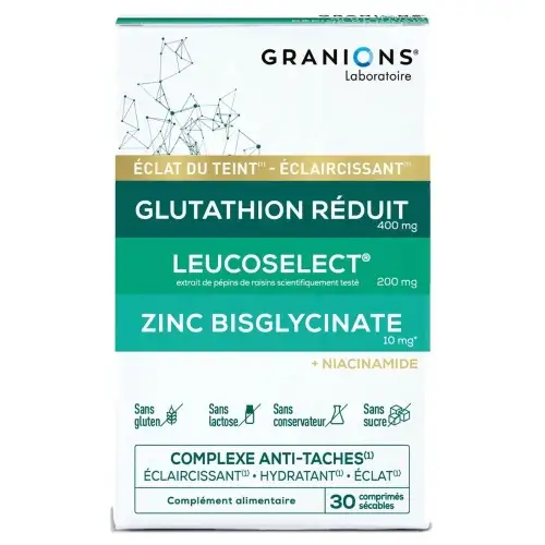 GRANIONS - Complexe Anti-Taches - Glutathion, Zinc, Niacinamide – 30 comprimés sécables