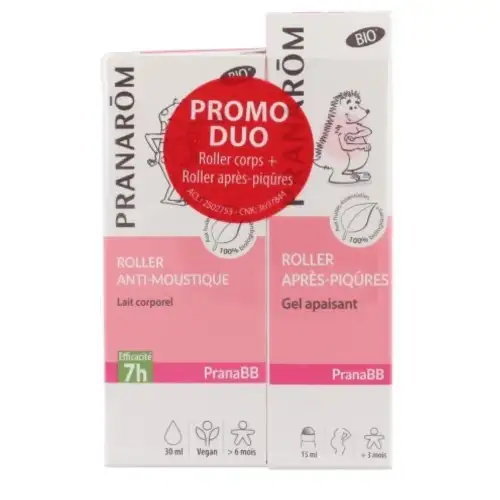 PRANABB - Roller Anti-moustique Bio 30ml + Roller Après-piqûres Bio 15ml - Pranarôm