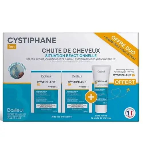 CYSTIPHANE Coffret Chute de Cheveux - 2x120 comprimés + Shampoing 100ml