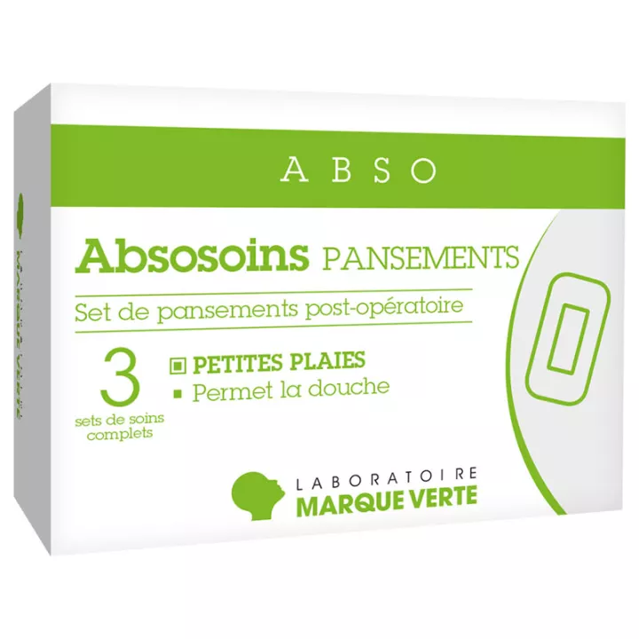 Absosoins Marque Verte Set de Pansement Post-Opératoire Petites Plaies