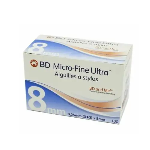 Aiguilles à stylos insuline 0.25mm x 8MM (31G) BD MICRO FINE (bte 100)