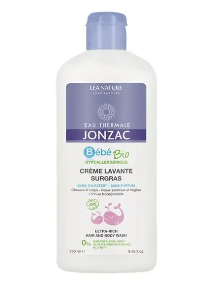 Jonzac bébé bio crème lavante surgras 250ml