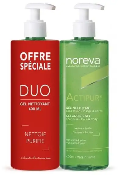 Noreva Actipur Gel Dermo-Nettoyant Lot de 2 x 400 ml