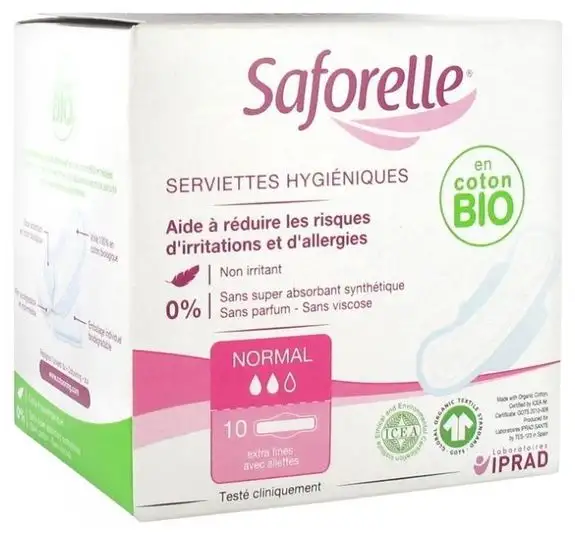 Saforelle Serviettes Hygiéniques Normal 10 Serviettes Hygiéniques