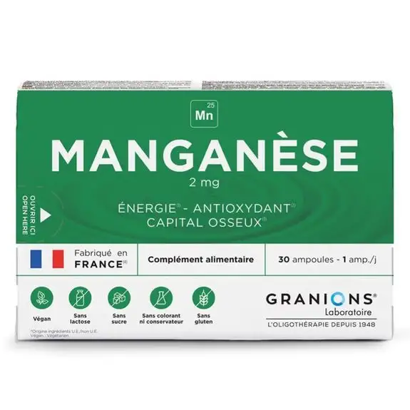 Manganèse 2 mg 30 ampoules Granions