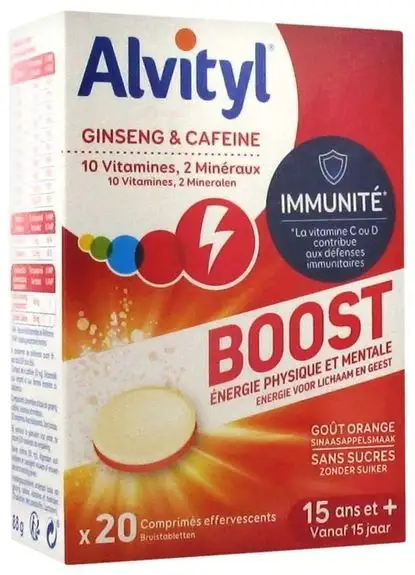 Alvityl Boost Ginseng et Caféine 20 Comprimés Effervescents