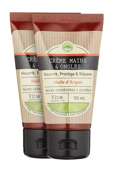 VITAECOSMETICS Crème mains à l'huile d'argan - 2x50ml