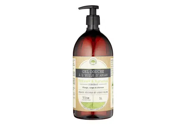 VITAECOSMETICS  Gel douche surgras Thé vert & Agrumes 1L