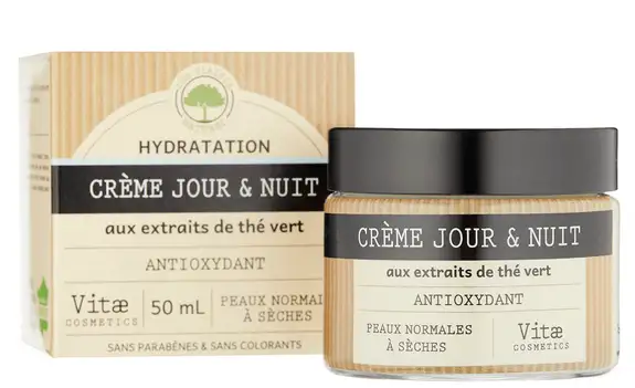 VITAECOSMETICS Crème jour et nuit hydratante au thé vert 50ml