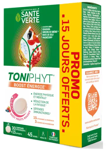 Anti gaspi 10/25 Santé Verte Toniphyt Boost 30 + 15 comprimés fruits rouges