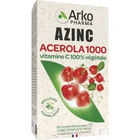 Anti gaspi 02/26 Arkopharma Azinc Acérola 1000 Bio 30 Comprimés à Croquer