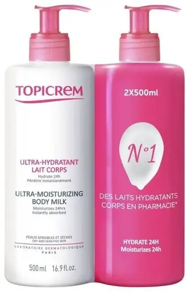 Topicrem Ultra-Hydratant Lait Corps Lot de 2 x 500 ml