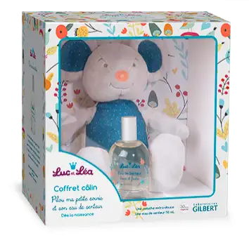 Luc et Lea Coffret Bébé : Peluche souris + Eau de Senteur 50ml