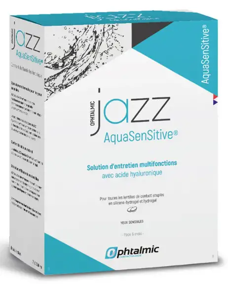 Ophtalmic Jazz AquaSensitive Solution d'entretien lentilles Lot 3 x 350ml