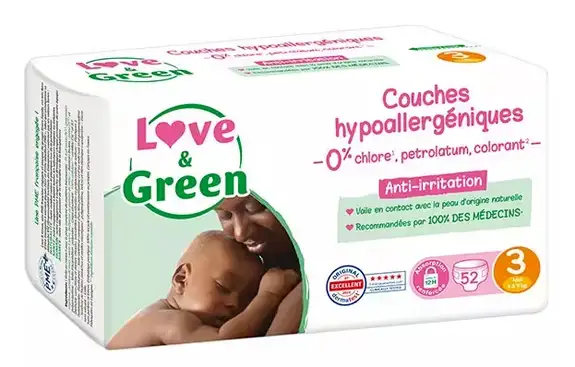 Love & Green Couches jetables taille 3 (4 à 9kg) x52