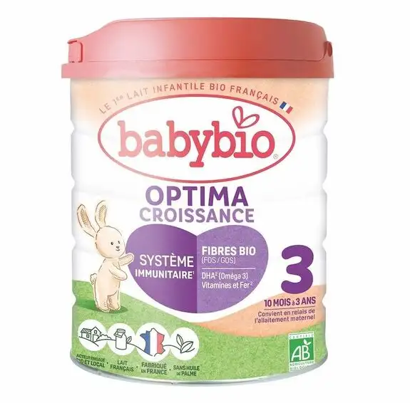 Babybio Optima Croissance 3 au Lait de Fermes Françaises de 10 Mois à 3 Ans Bio 800 g